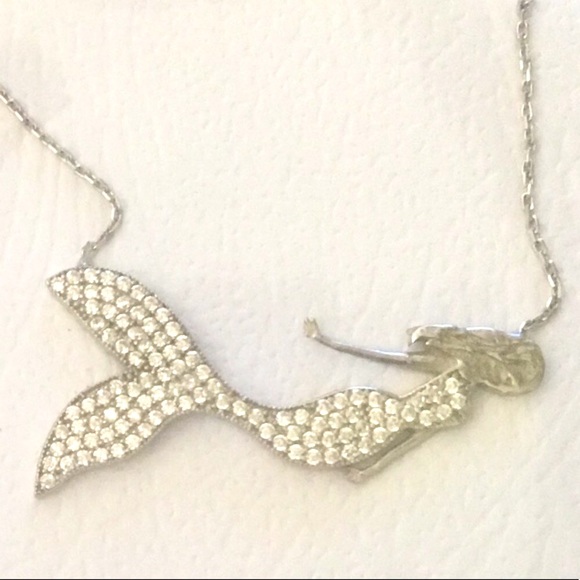 🧜‍♀️ Mermaid 925 silver necklace cz stones - Picture 2 of 4